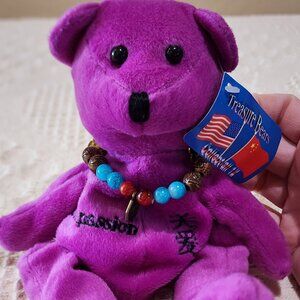 Share RARE Treasure Bears Purple COMPASSION Asian Influence K&K Game Beanie Plus